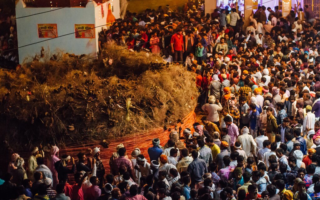 Holika Dahan in Phalain, Braj